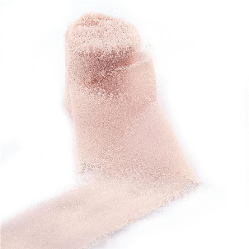 5M Handgefertigtes Ausgefranstes Satin Chiffon Seidenband Für Hochzeitseinladung Verpackung Sträuße Geburtstagsfeier Dekorationen Geschenke