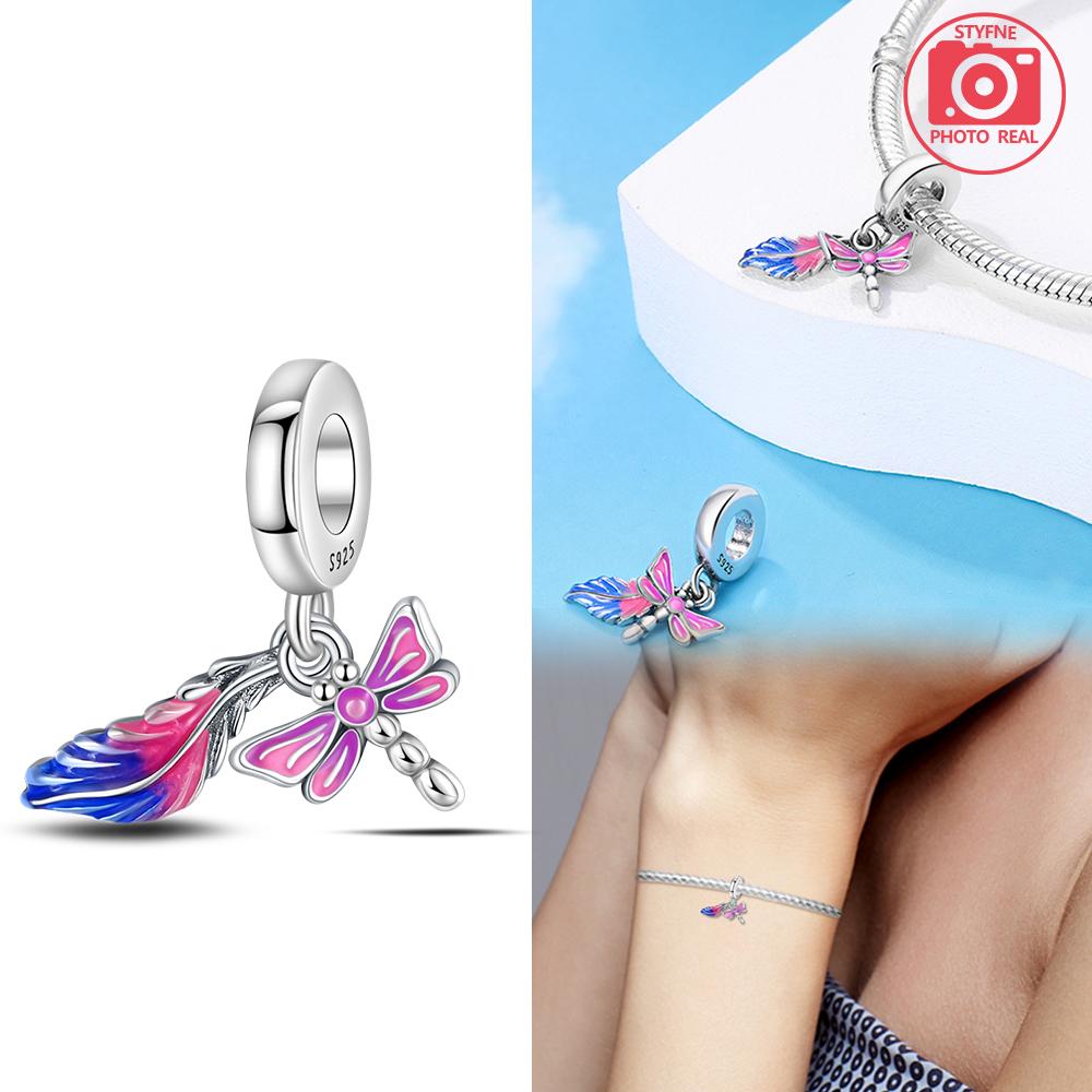 Colorful Lucky Feather Pendant Copper Colors For Charms Copper Colors Original Bracelet For Jewelry Making