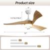 Sofucor 132 cm Ceiling Fan with LED Light, Remote Control, DC Power Supply, Timer, Solid Wood, 2 Colors Available