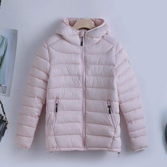 Winter new women's fashion hooded ribs down cotton clothes design sense light cotton coat