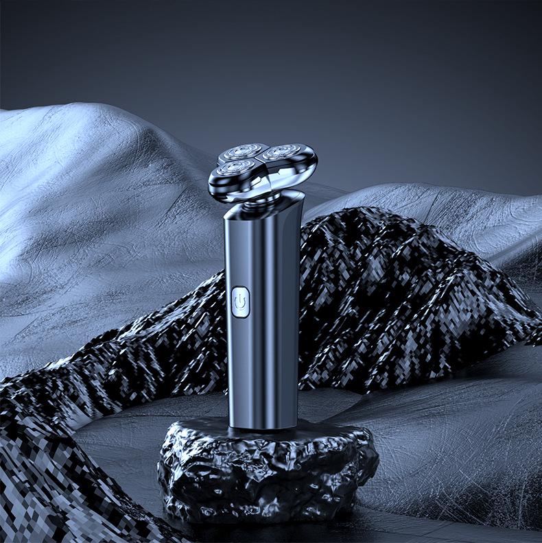 USB-Rechargeable Men's Washable Electric Razor with Intelligent Floating Three-Blade System