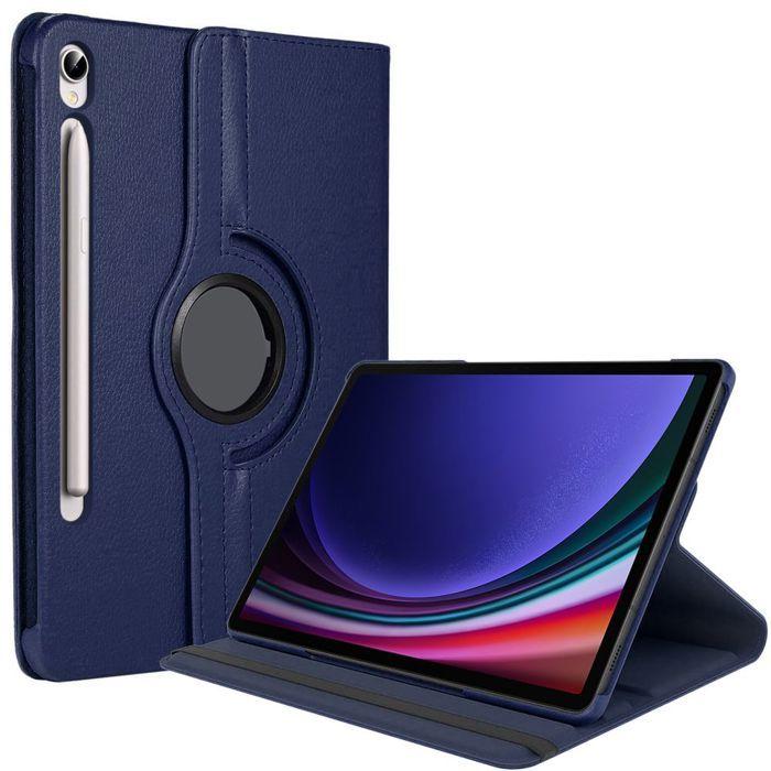Protective Case - BOOLING - for Samsung Galaxy Tab S9 - 360° Rotating - Faux Leather - Navy Blue