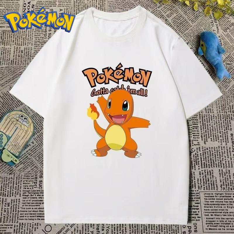 MINISO Pokémon Cartoon Kreativer Aufdruck T-Shirt Neues Herren- und Damen-Harajuku Locker Lässig Trend Kurzarm Oberteil Kleidung