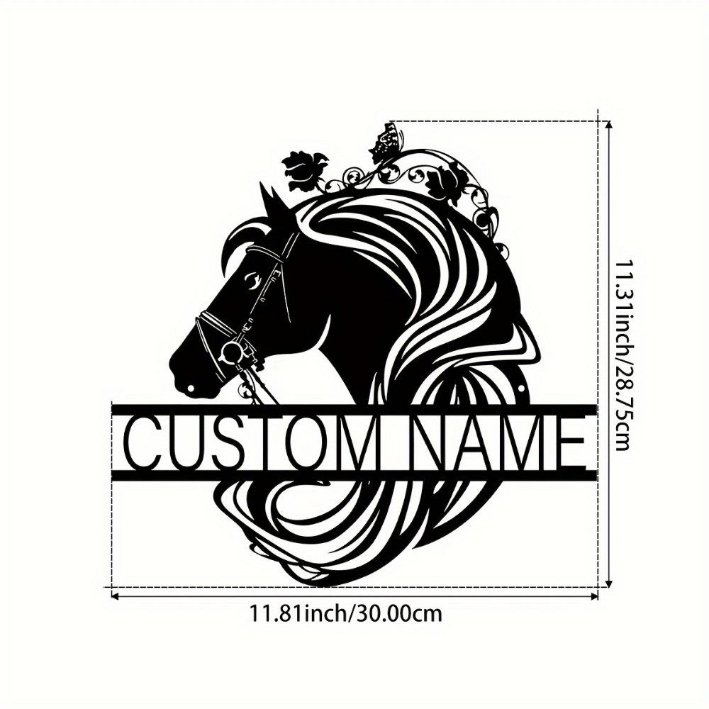 1pc Custom Metal Horse Skull Wall Sculpture, Personalized Inscription, Rustic Home Decor, Balcony & Courtyard Ornament, Gift, Custom Sign.