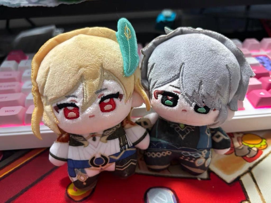10cm Anime Genshin Impact Alhaitham Kaveh Cyno Tighnari Poupée Peluche Imprimée Périphérique Anime Nunu Corps Peluche Porte-Clés Jouets Cadeaux d'Anniversaire