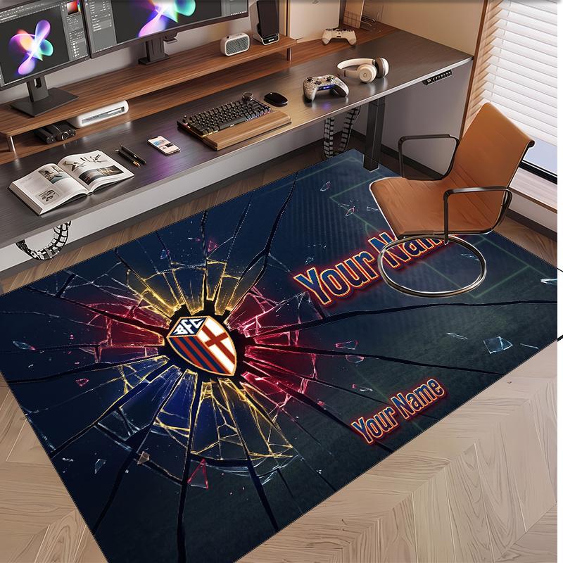 Personalized Crystal Velvet Carpet Bologna FC Pattern Non Slip Floor Rug