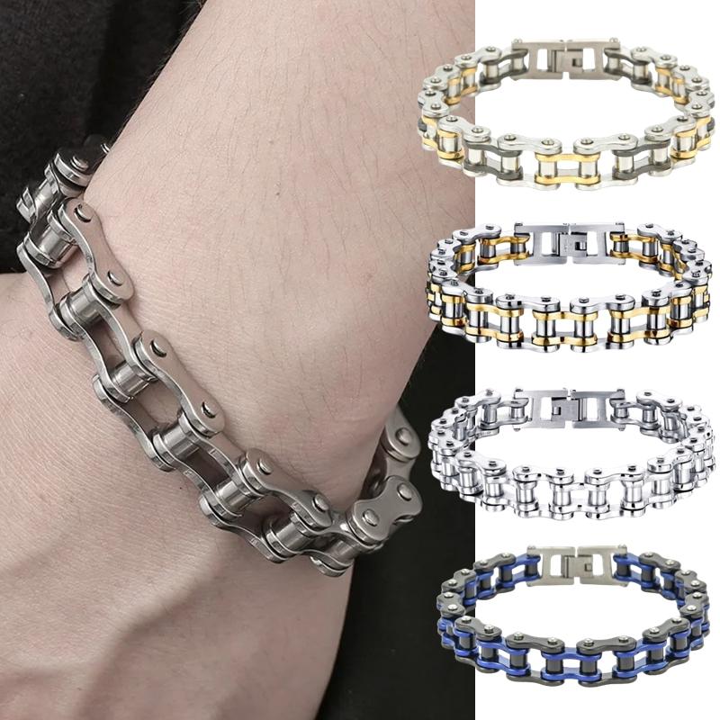 Stainless Steel Biker Chain Bracelet Men's Link Chain Motorcycle Bicycle Style Bracelets Fashion Punk Bracelets Jewelry