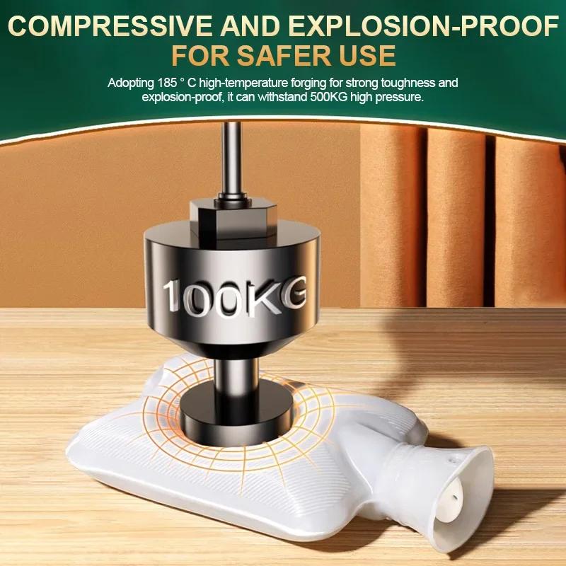 1L/2L Hot Water Bag Soft Plush Warm Water Bag Pouch Faux Rabbit Fur PVC Hot Water Bottle Neck Shoulder Back Hand Legs Waist