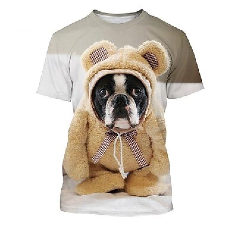 T-Shirt mit Tiermotiv, Hund, französische Bulldogge, Anime-Grafik, T-Shirt für Herren, Damen, Unisex, Erwachsene, 3D-Druck, 100 % Polyester, lässig, täglich