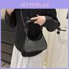 Chic Black And Silver Rhinestone Shoulder Bag Versatile Trendy Ins Chain Crossbody Handbag
