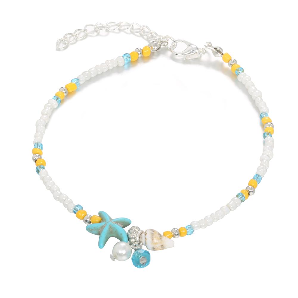 Vintage Starfish Pendant Anklets Stone Beads Ankle Women Summer Beach Handmade Bohemian Foot Chain travelling Souvenir Gifts