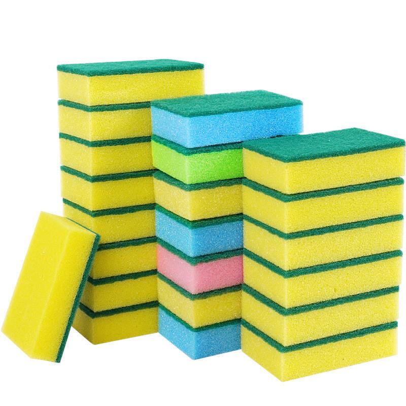 Sided Colorful Double Sponge Scouring Pad Kitchen Supplies Household Cleaning