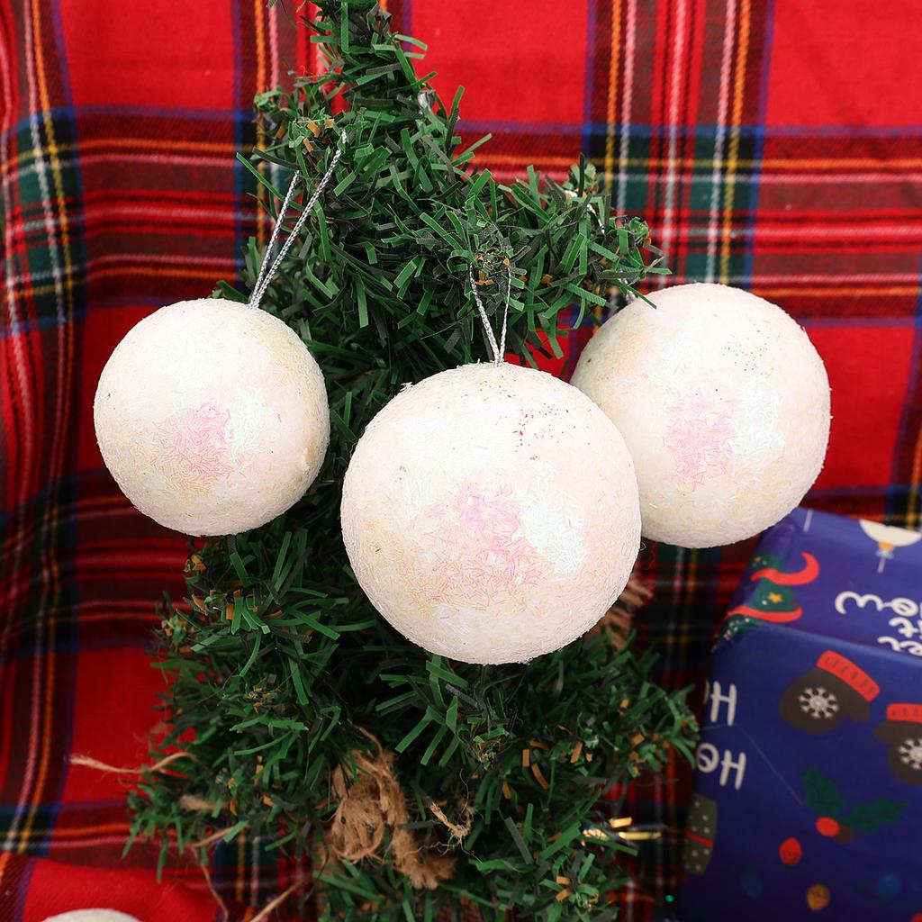 4/5/6/7cm White Foam Christmas Balls Xmas Tree Round Ball Hanging Pendants for New Year Navidad Party Home Decoration Wholesale