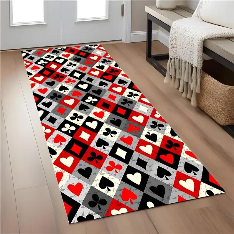 

Card Symbol Runner Rug Diamond Pattern US Dollar Print Carpeted Porch Entrance Carpeted Bed Hallway Mat Home Decoration 40X120CM