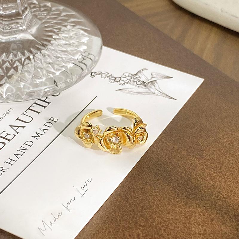 Butterfly Opening Ring Yellow Enamel Bow Light Luxury High Sense Unique Artistic Sense Student Party Ring