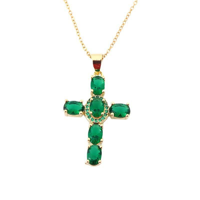 Xiyin Multicolor Zircon Cross Pendant Necklace