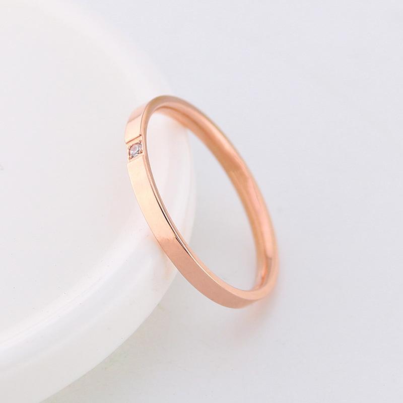 Runde Titanstahl Zirkonia Ringe Für Damen Minimalistischer Edelstahl Dünner Finger Kleiner Finger Ring Schmuck Zubehör