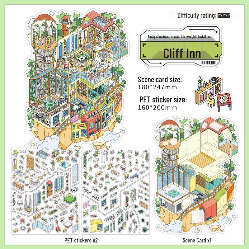Infeel.Me Scenic 2.5D Large PET+White Card Stickers, 38th Business Series