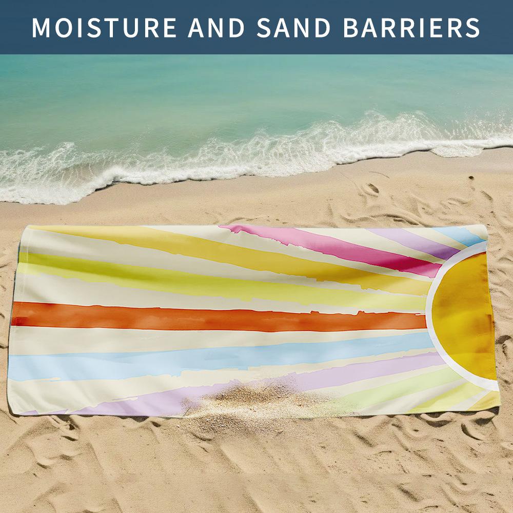 New, Double-sided Velvet Beach Towel Quick-drying Sports Towel Printed Bath Towel