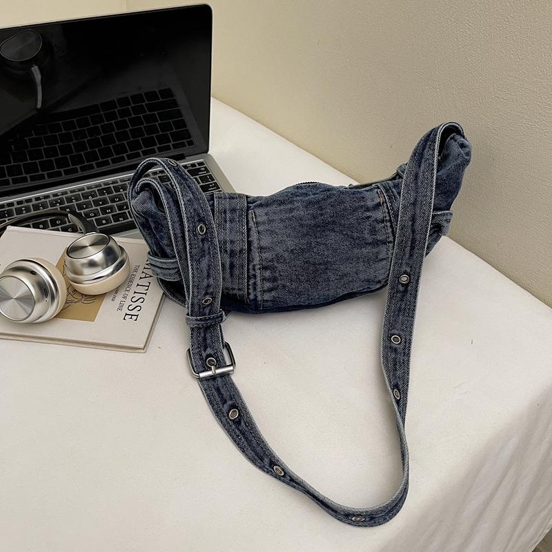 Large Capacity Commuter Tote Bag Women's Denim Shoulder Crossbody Bag