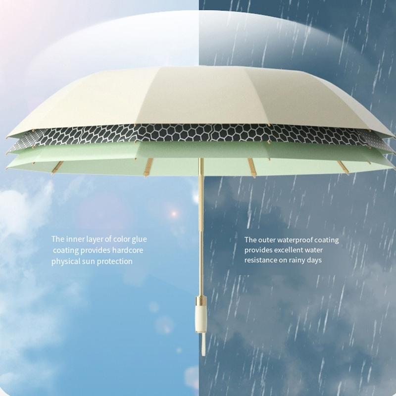 10-Bone Automatic Colorful Uv Protection Umbrella Storm-Resistant Suitable For Both Sunshine Rain Sunshade Or Sunscreen Umbrella