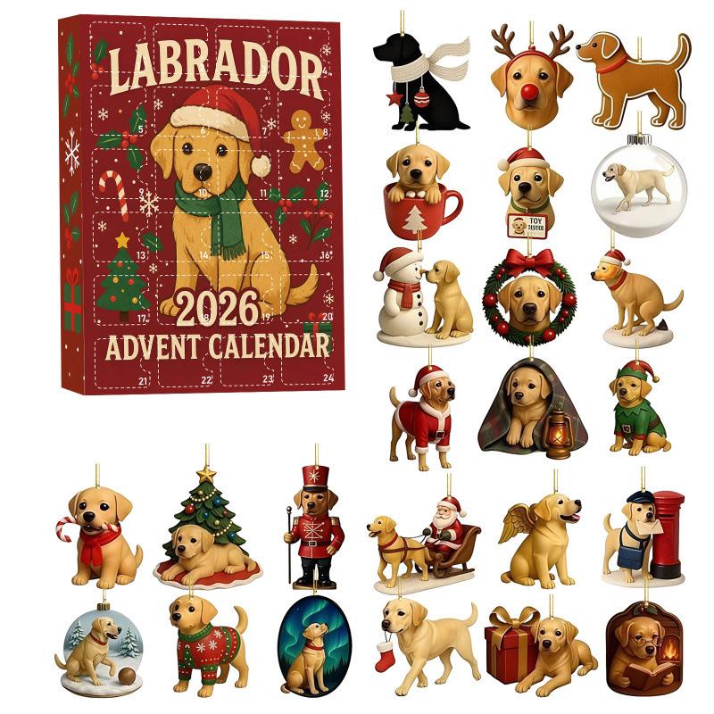 Labrador Retriever 2026 Neujahrs-Adventskalender Überraschungsgeschenk, Schmuck-Blindbox für Heimdekoration