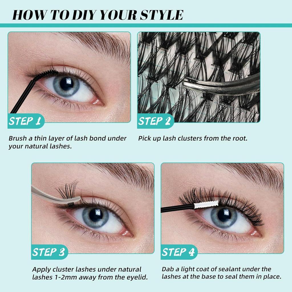 DIY Eyelash Set: Customizable Four-Piece Segmented False Lashes for Self-Grafting