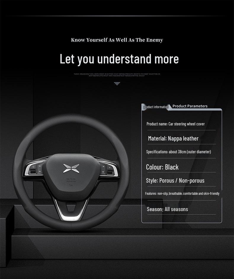 Genuine Leather Steering Wheel Cover for 2022 Xiaopeng P7/P5/G3i 