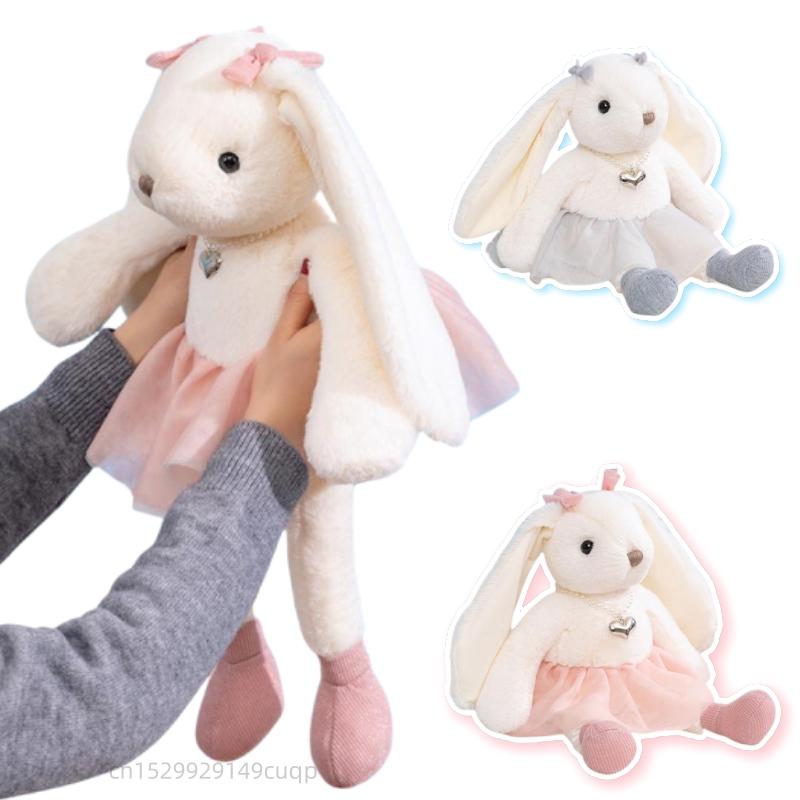 35/50cm Cartoon Adorable Extended Ears Rabbit Plush Doll Extended Legs Princess Pleated Skirt Rabbit Animal Stuffed Toy Home Decor Present Designed