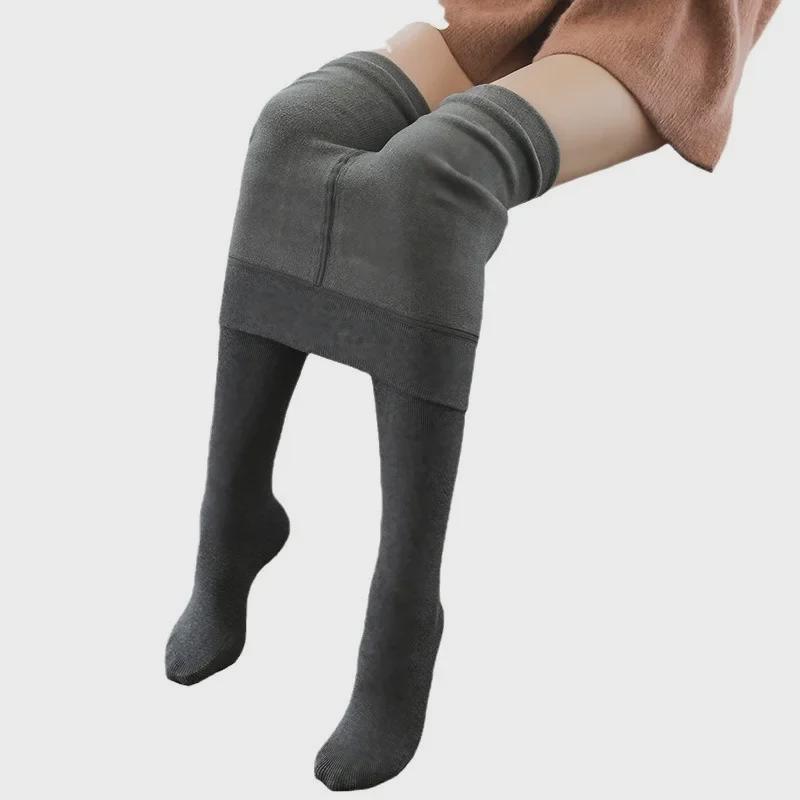 "Striped Cotton Leggings & Thick Winter Velvet Pantyhose Set"