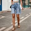Pantaloncini casual in denim strappato alla moda da donna