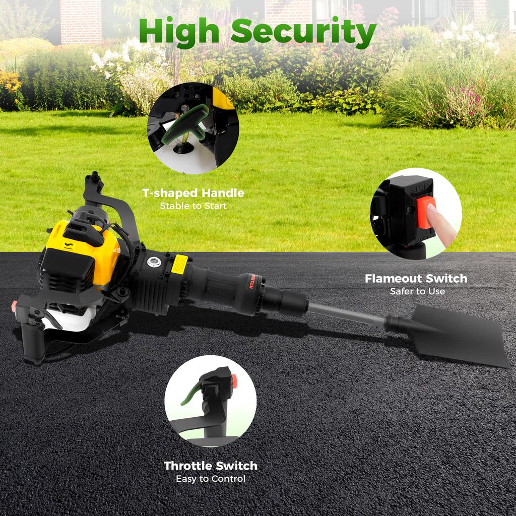 Portable 52CC Gas Tree Digger,1500/min Hammering 2-Stroke Engine for Tree Planting,Landscaping,Nursery & Fence Post Installation