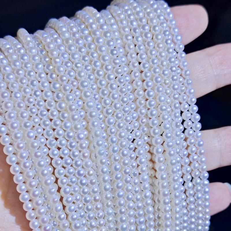 Zhuji Natural Freshwater Pearl Necklace - 3-4mm Near Round, Strong Luster, Minor Flaws, Baby Pearl Seed Bead, Simple Design