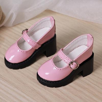 Fashion Thick Sole Bjd Doll Shoes High Heels Round Toe Doll Leather Shoes 6cm* 3cm Casual Wear 1/4 Doll Shoes DIY Toys