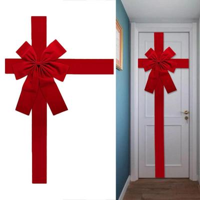 Christmas Cabinet Door Ribbon Big Red Bow Door Lace Bow Christmas Party Door Tree Christmas Decorations Holiday Pre-Christm V9Y7