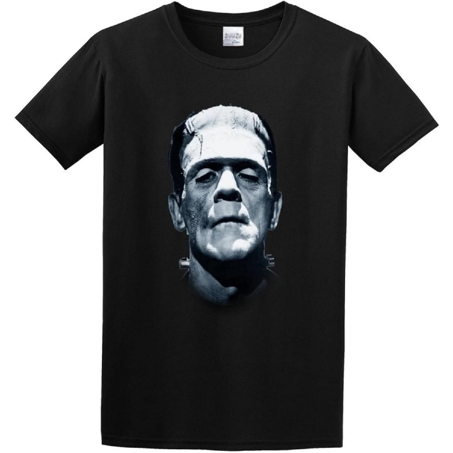 QIENWOVER Frankenstein Monster Boris Karloff Vintage Horror Goth Halloween Mens 100% Cotton Tshirt S