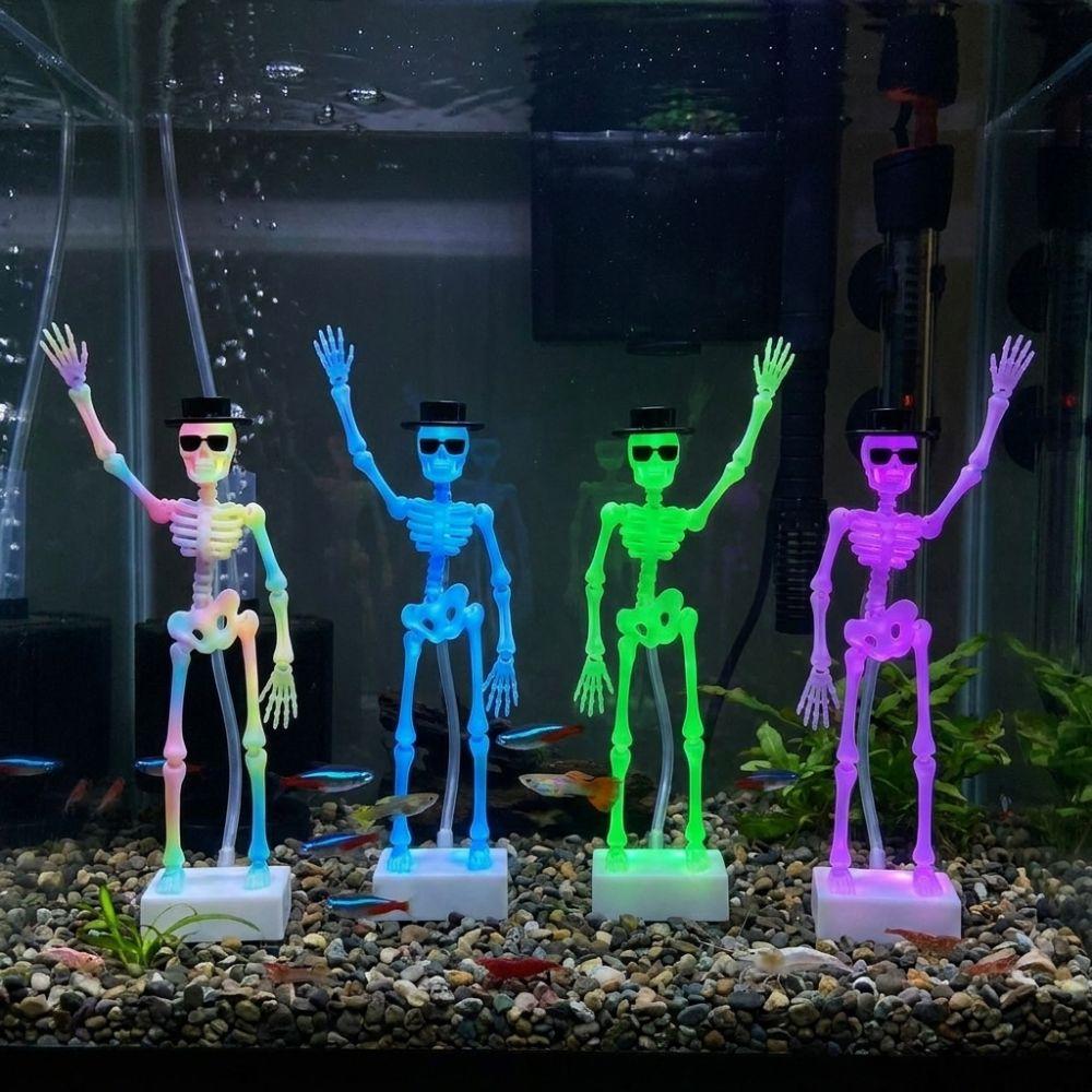 Wear Hat Sunglasses Dancing Skeleton Aquarium Bubbler  Underwater Landscape