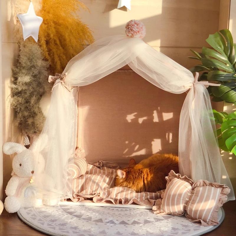Cute Cat Beds Tent Indoor Dog's Nest Cat's Nest Washable Small Dog Bed for Summer Pet Nap Leisure Rest Sleeping House Habitat
