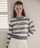 ROLAROLA Wool Blended Ribbon Stripe Knit Wh+Gy