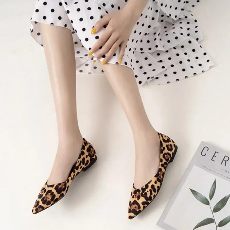 Fashion Women's Shoes 2025 Spring/Autumn New European and American Sexy Pointed Leopard Pattern Single Shoes Shallow Mouth Flats Women