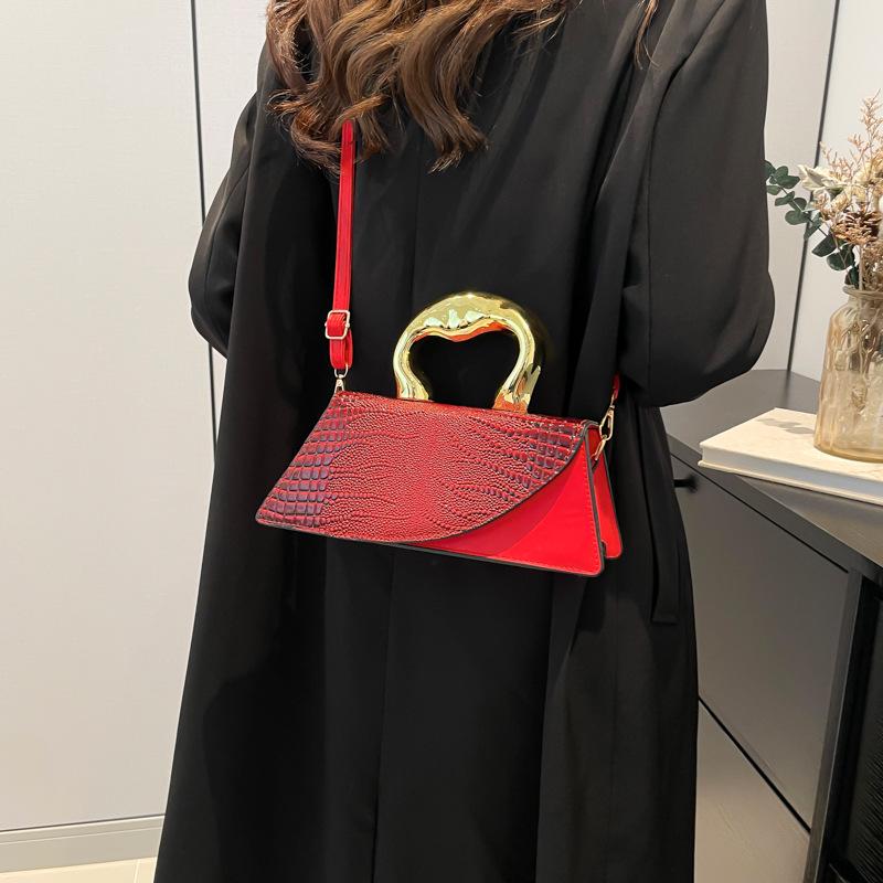 Individuelle Modische Unregelmäßige Klappe Krokodilmuster 2024 Trendige Kleine Quadratische Crossbody Tragetasche für Damen