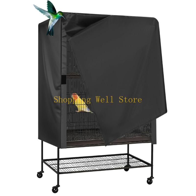 KX4B Breathable Black Birdcage Night Covering Blackouts Parrots Cage Canopy For Cockatiels Budgies And Conures