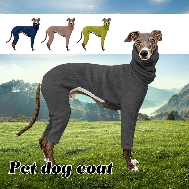 Zimní oblečení pro velké psy Bundy 4 nohy Fleecový termální psí kabát Chrt Whipple Psí kombinéza Střední pes Vysoký límec Teplý outfit