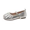Retro Xiaoxiangfeng Silver Mary Jane Women's Shoes Spring and Summer New Light Mouth Soft Sole Single Shoes with Skirts Evening Shoes