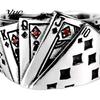 Anello Poker Carta Retro Unisex Giocante Regolabile Aperto Inciso Gioiello per Festa