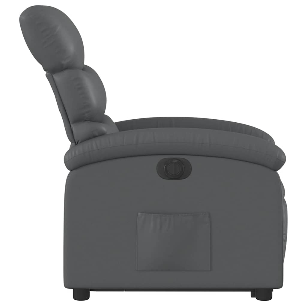 Electric Recliner Chair with Rising Function Gray Faux Leather