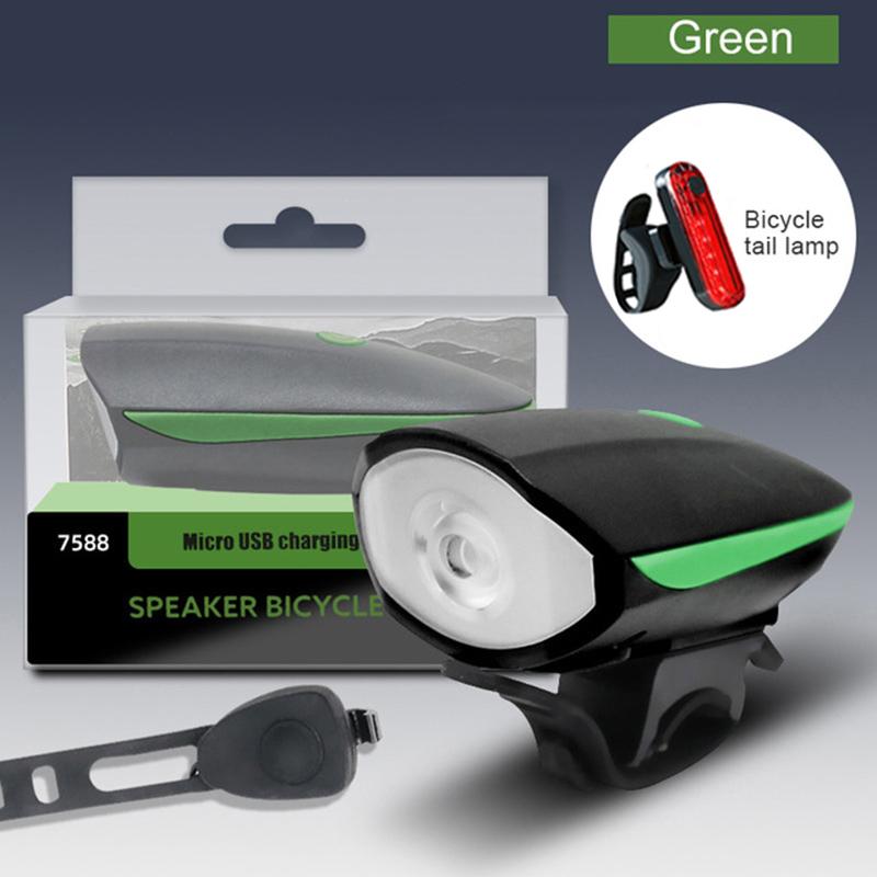 Bicycle Light with Horn USB Rechargeable LED Waterproof MTB Bike Dark Night Outdoor Riding Headlight and Rear Bike Light Set