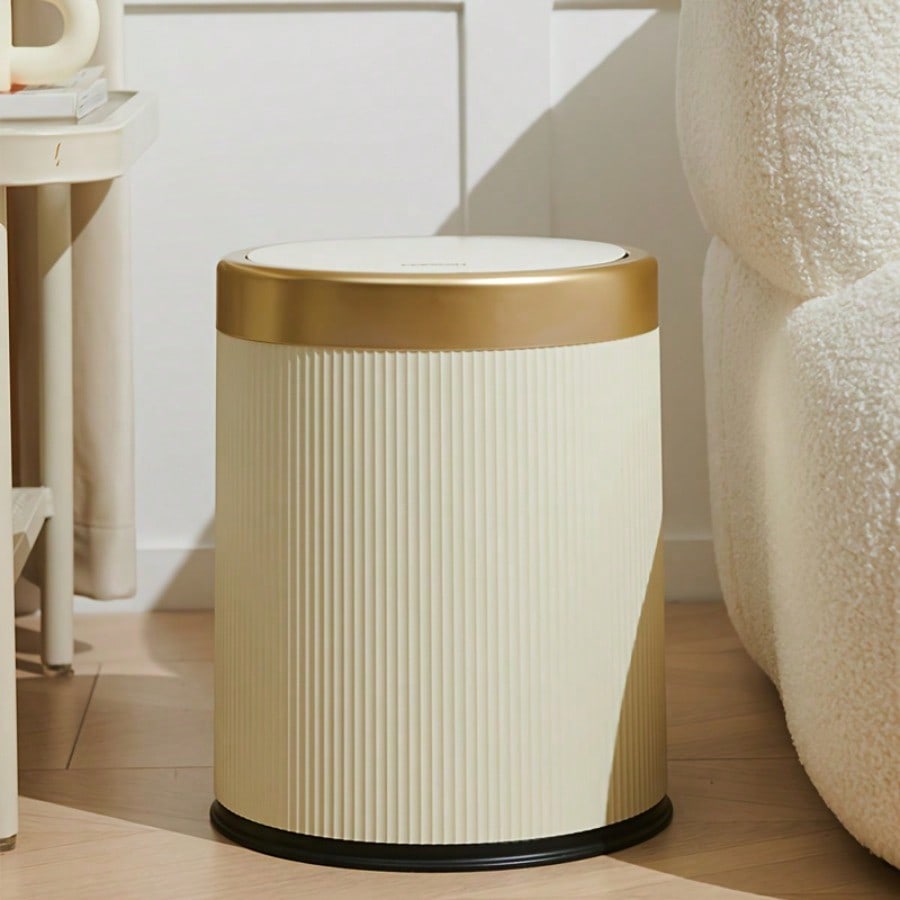 Fashionable Circular Wastebasket Durable Plastic Recycle Bin Large Capacity Double Double-layer Kitchen Garbage Cube Trash Can
