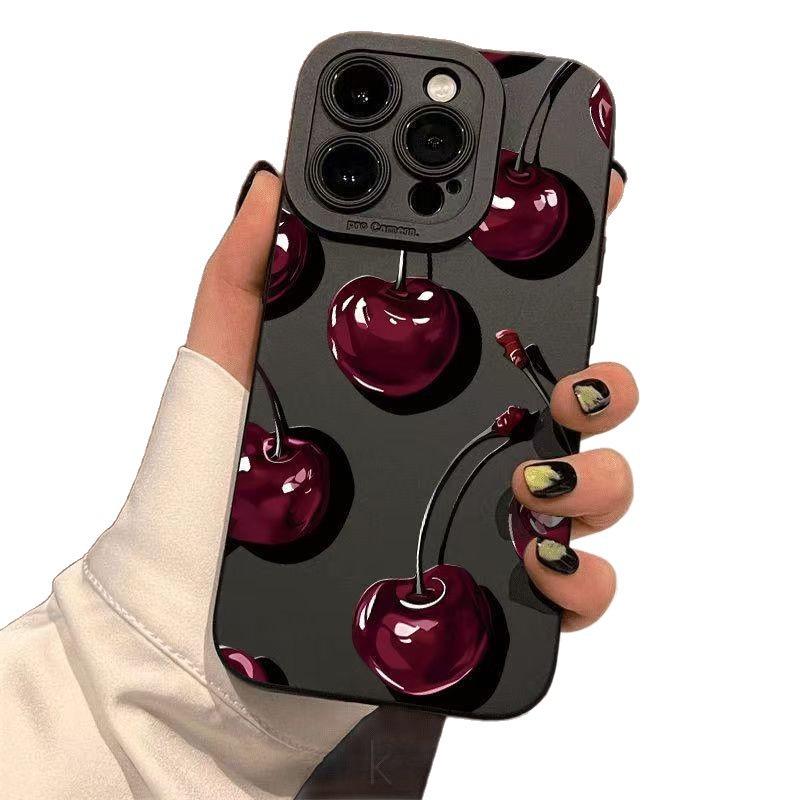 Compatible iPhone Case for 17 Pro Max/16/15 - Cross-Border Hot Seller for Air/14, Frosted 13/12 Cherry