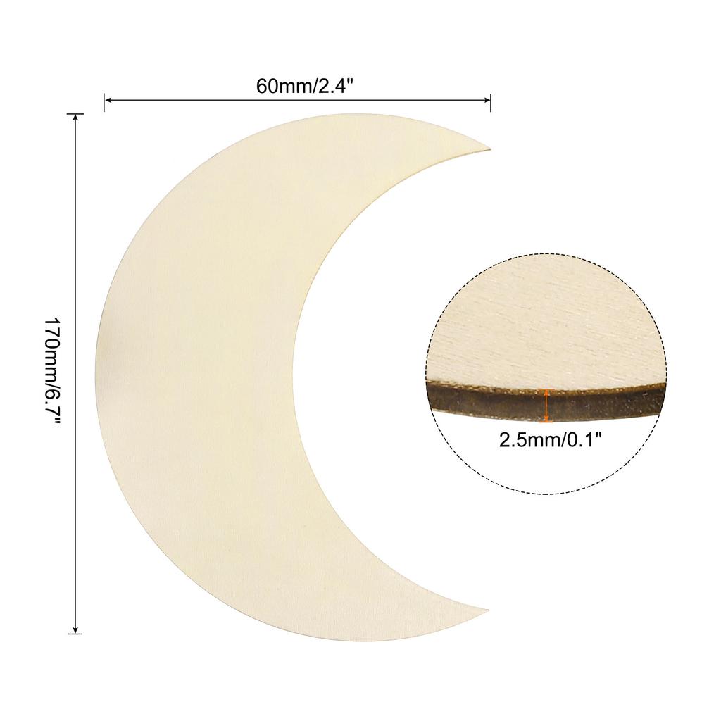 5/10/20/50/100pcs Wooden Moon Unfinished Wood Moon Blank Wooden Cutouts Ornaments Natural Wood Pieces for Christmas Party Craft
